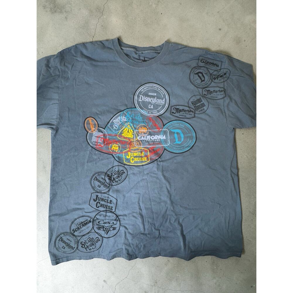Disney Anaheim Park Adult XXL Blue Color Map Graphic Design T-shirt